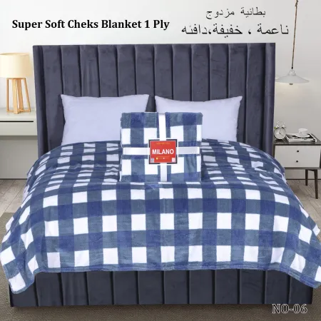 Milanobedlinen Blanket Velvet Single Ply - Soft Check